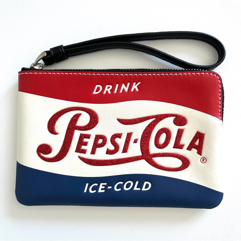 Coach Pepsi-Cola Red White Blue Wristlet NWOT